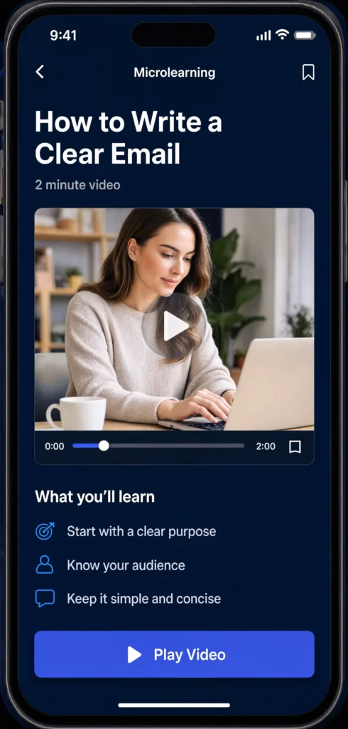 Phone screen showing a short microlearning video lesson
