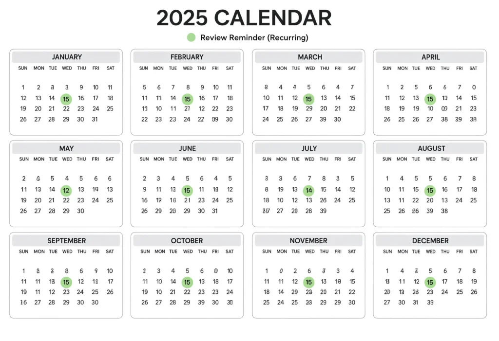 Yearly review routine for maintaining course accreditation